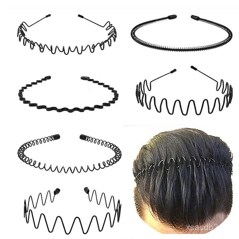 MetalHeadbandsforMenFashionHeadbandforWomen, UniWavyHairBandsOutdoorSportsHeadBandsSimpleElasticNon-