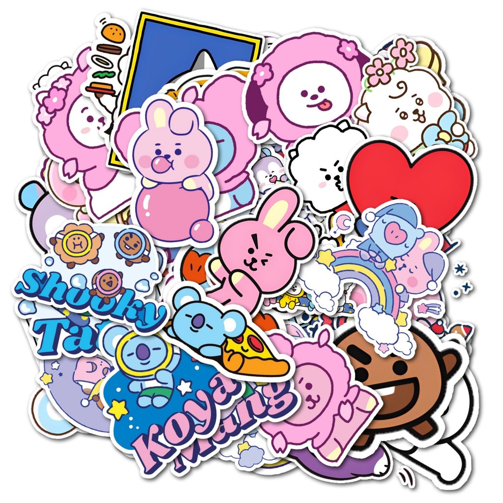 55 Chiếc BTS Hoạt Hình Hình bt21 Dính Miếng Dán Graffiti Trang Trí DIY Tian Jungkook Kim Taehyung