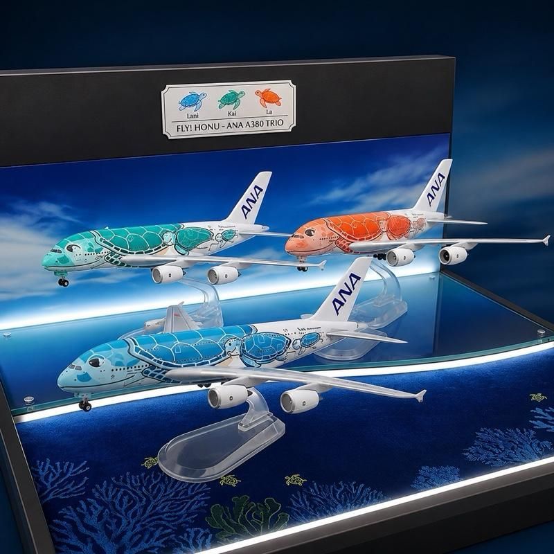 Mô Hình Máy Bay ANA A380 16cm Thiết Kế Độc Đáo Họa Tiết Rùa Biển Đồ Chơi Toy Fly Honu - Mô Hình Máy 
