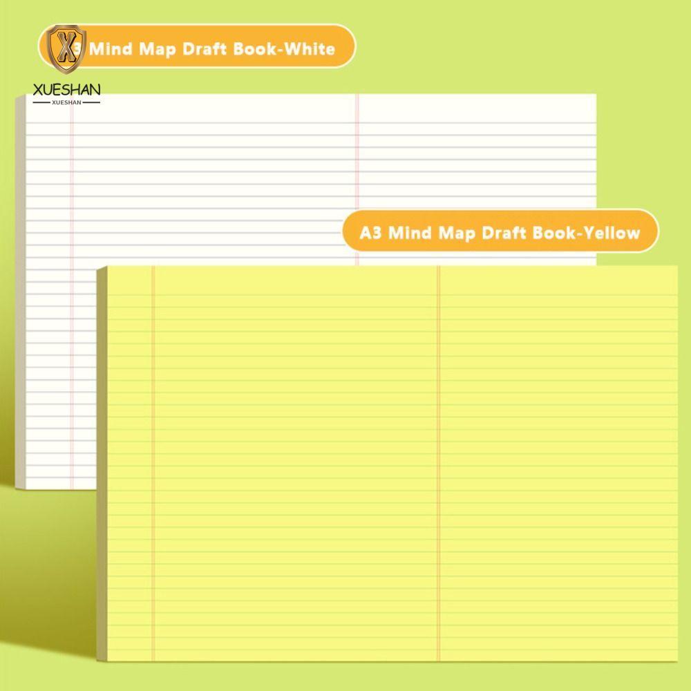 XUESHAN 50 tờ Giấy dự thảo, Học sinh viết kế hoạch tư duy A3 Notebook, Tấm ghi nhớ A3 dày có thể xé 