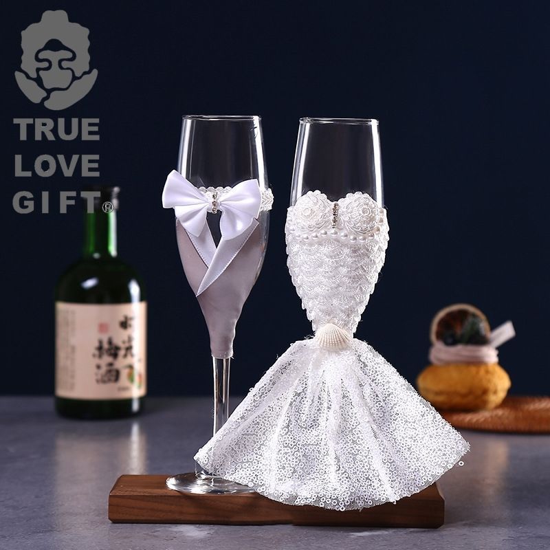 Đám cưới Penang Set Cross Glass Wine Groom Cô dâu Cốc thủy tinh