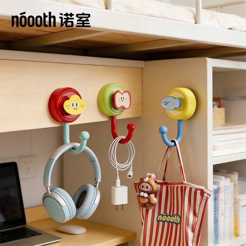 Turn Hook Adhesive Punch-Free Load-Bearing Sticky Hook Door Rear Hat Kitchen Bathroom Bathroom Wall 