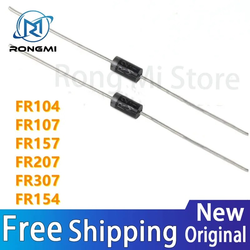 Bộ 50 Diode Phục Hồi Nhanh Chính Hãng FR104, FR107, FR157, FR207, FR257, FR307, FR607, FR608, DO-15 