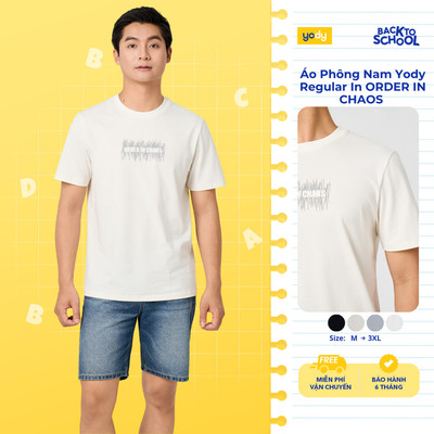 Áo Phông Nam Yody Regular In ORDER IN CHAOS mềm mại thoáng mát MCTS26S044
