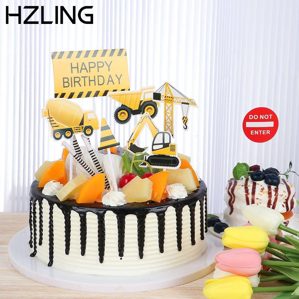 HZLING Crane Supplies Sinh nhật Cupcake Topper Road Sign