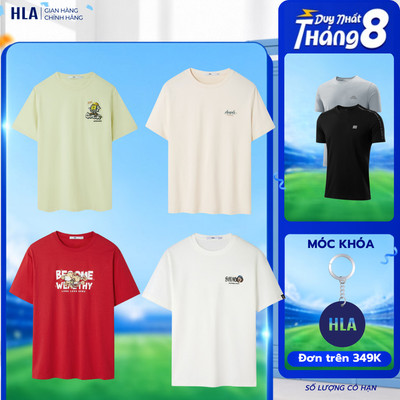 [Super Sale 50%] Áo thun nam HLA Basic họa tiết viền, chất liệu mát lạnh, thoáng khí thoải mái vận động