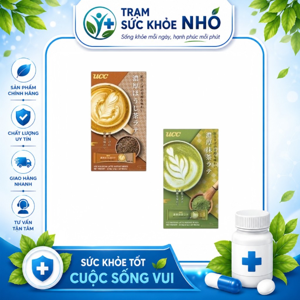 Bột Trà Latte UCC Nhật Bản 150g - Matcha Latte & Hojicha Latte Thơm Ngon, Dễ Pha