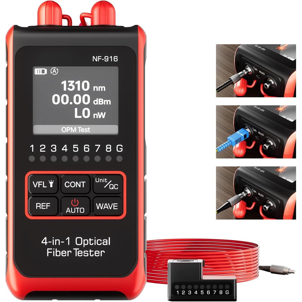 Máy kiểm tra sợi quang Mini OTDR 4 trong 1 - Máy đo công suất NF-916 + Bộ định vị lỗi trực quan VFL 