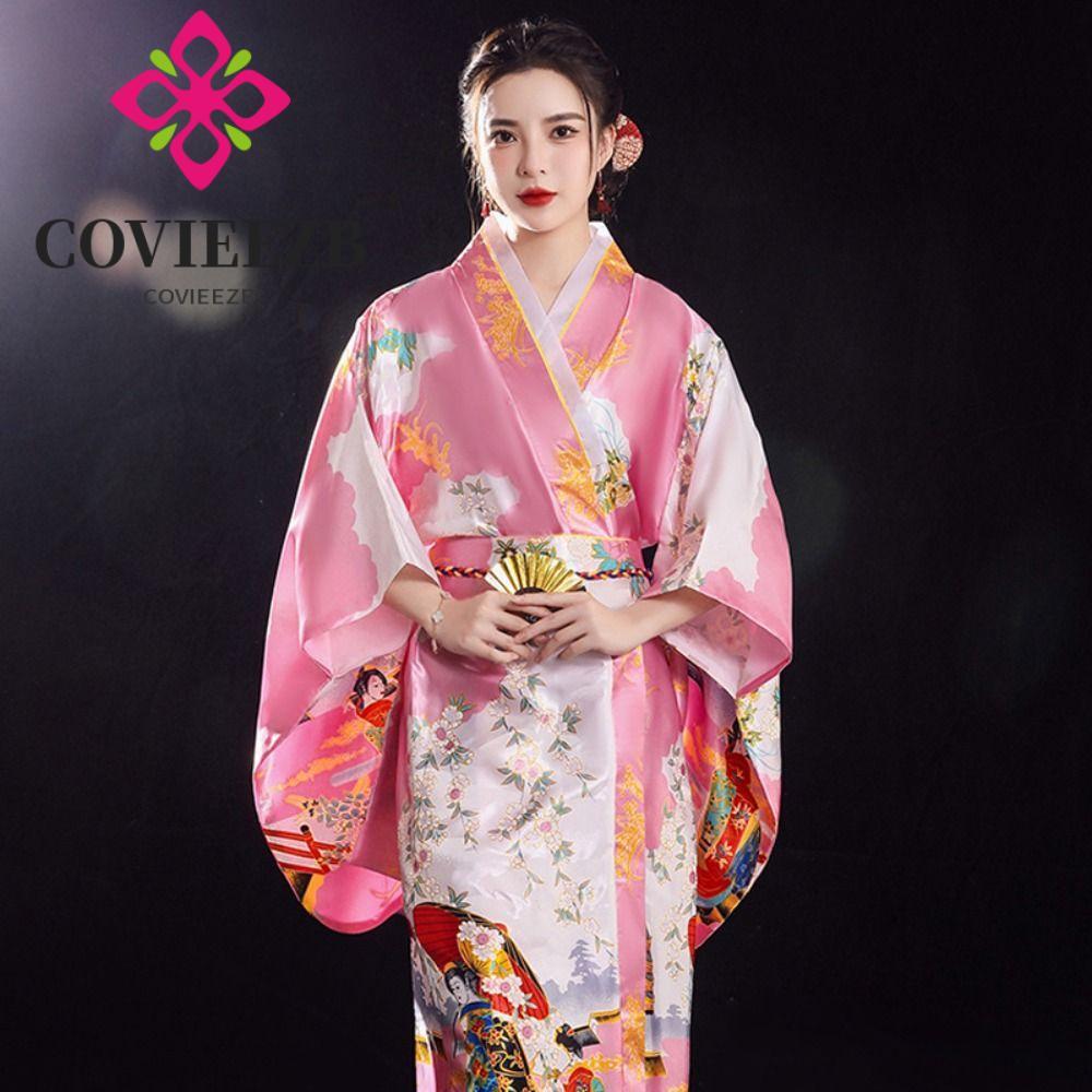 COVIEEZB kimono truyền thống Nhật Bản, trang phục Cosplay in hoa Sakura Girl kimono, kimono mới phon