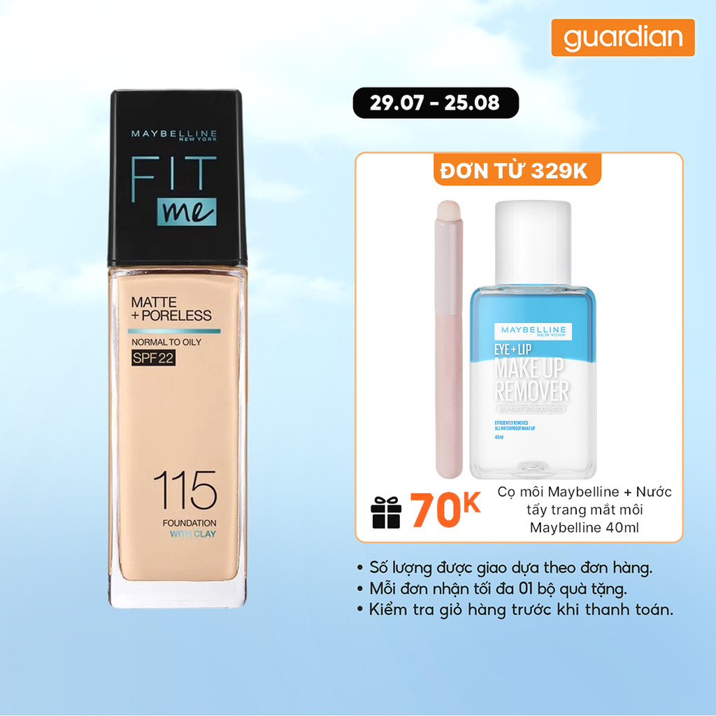 Kem Nền Mịn Nhẹ Kiềm Dầu Maybelline Fit Me Spf22 #115 Ivory 30ml