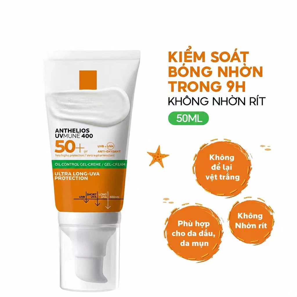 Mới  La Roche-Posay Anthelios UVMUNE 400 Oil Control Gel – Kem Chống Nắng Toàn Diện, Kiểm Soát Dầu