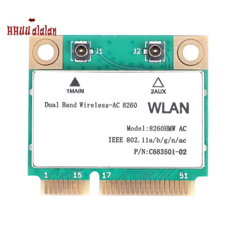 Card mạng 1200Mbps 8260Hmw Ac 2.4G + 5G Mini Pci-E Card 4.2 Bluetooth Wifi 802.11Ac 867Mbps cho Lapt
