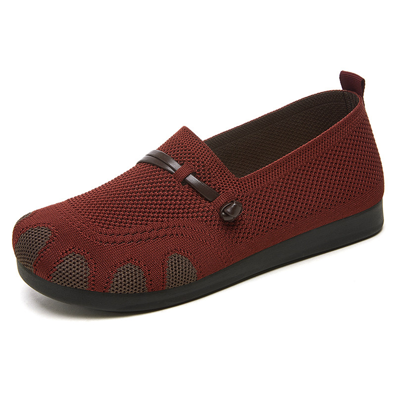 Loafers Rời Dệt Tinh Tế Sọc Ngang Quấn Chân Hình Ổn Định Tay Cầm Linh Hoạt Đệm Khô Nữ Loafers