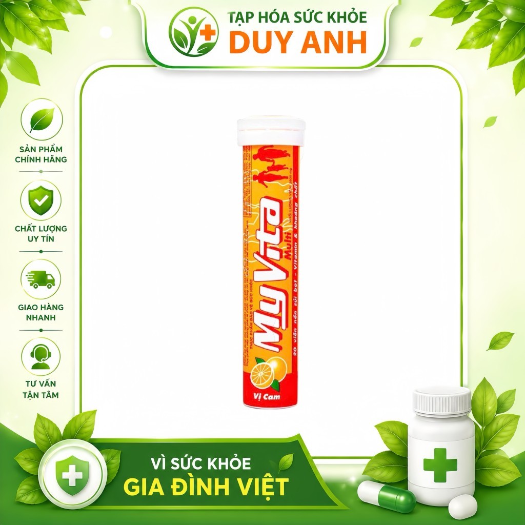 [COMBO 5 TUÝP] VIÊN SỦI VITAMIN C MYVITA MULTI VỊ CAM 20 VIÊN