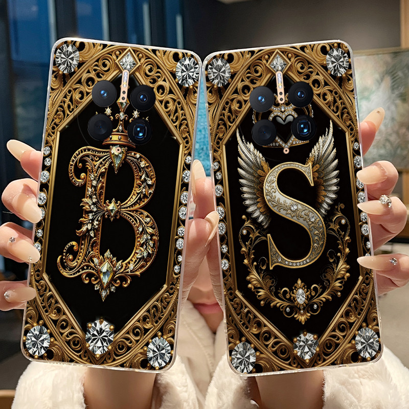 Ốp Lưng Cho Huawei Mate 50 Pro Thời Trang Mới Retro Chữ Cái Ban Đầu Cặp Đôi Vỏ Điện Thoại Mate50 Mat