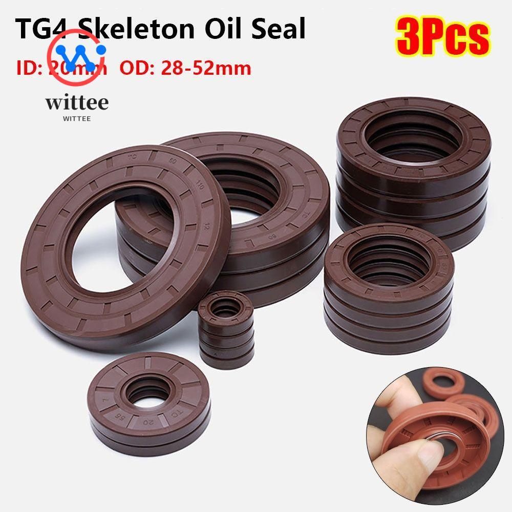 WITTEE 3 Con dấu dầu FKM Skeleton, ID 20mm OD 28-52mm FKM Fluoro Rubber TC FB TG4 Oil Seal, Con dấu 