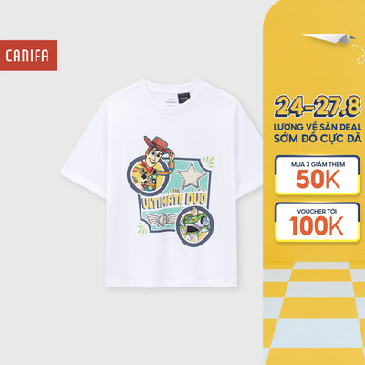 Áo phông bé trai CANIFA áo thun cộc tay 100% cotton mềm mại thấm hút tốt in hình Pixar 2TS26S004
