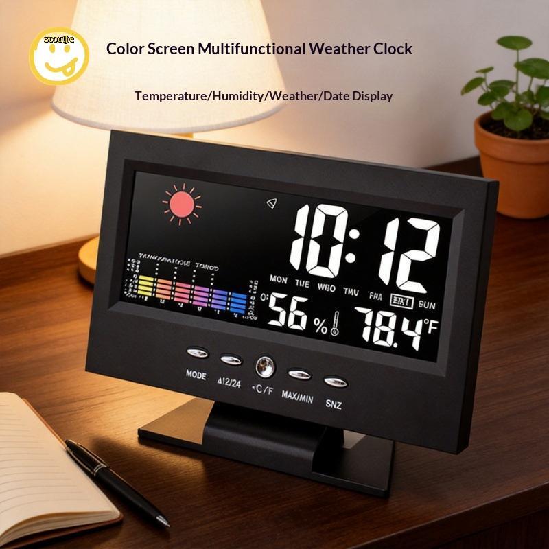 ScoutJie Weather Station LED Clo Kết hợp nhiệt kế Máy đo độ ẩm và lịch cho cuộc sống gia đình thông 