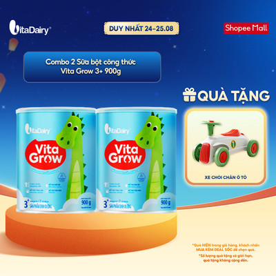 [COMBO 2 HỘP] Sữa bột VitaGrow cải tiến 3+ cho trẻ trên 3 tuổi - Bổ sung năng lượng, giúp phát triển chiều cao - Lon 900
