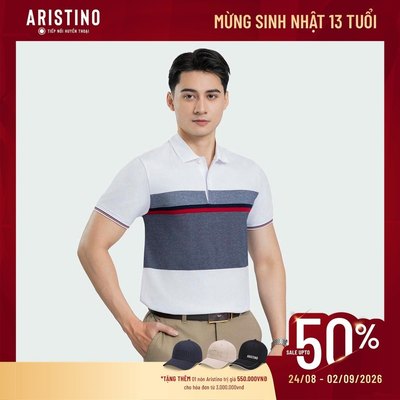 Áo polo nam tay ngắn ARISTINO phối xám phong cách, lịch sự APS025AZ