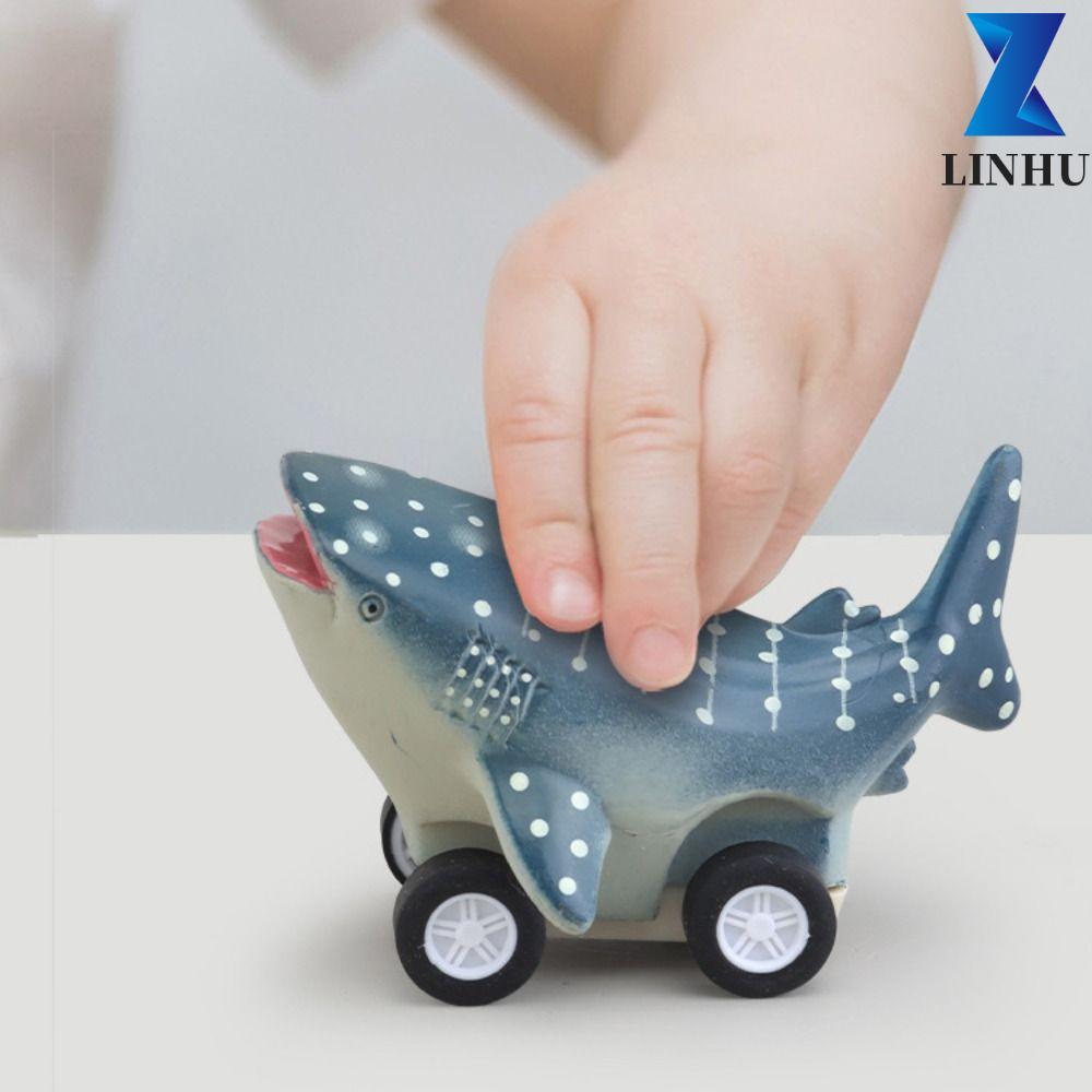 LINHU Đồ chơi ô tô quán tính cá heo LINHU, Great White Shark Mini Press and Go Car Toy, Funny Cool M