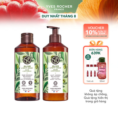 Combo sữa tắm và sữa dưỡng thể hương oliu & tinh dầu Petitgrain Yves Rocher 400mlx390ml
