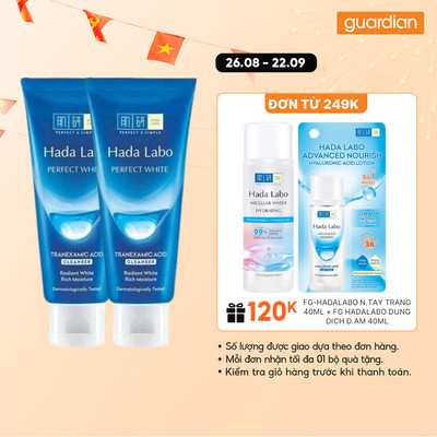 Combo 2 Kem Rửa Mặt Giúp Dưỡng Sáng Perfect White Cleanser Hada Labo 80Gr