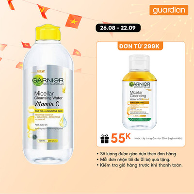 Nước Làm Sạch Và Tẩy Trang Dưỡng Sáng Da Micellar Water Vitamin C GARNIER 400ml