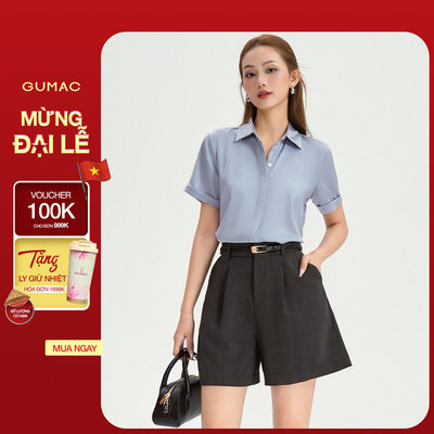 Quần short nữ GUMAC quai dê quần có xếp li đánh form A nhẹ  SHF10010