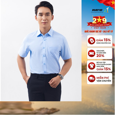 Áo sơ mi nam xanh cộc tay May 10 mã 010122202ON AM072