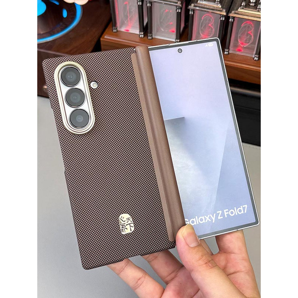 Kevlar Họa Tiết Cao Cấp Thích Hợp Cho Samsung Zfold7 / 6 / 5 Ốp Điện Thoại W26 / w25 / w24 Siêu Mỏng