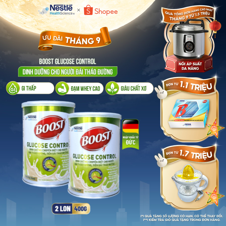 Bộ 2 Sữa Bột NESTLÉ BOOST GLUCOSE CONTROL Đức Bổ Sung Dinh Dưỡng Người Tiểu Đường 400G
