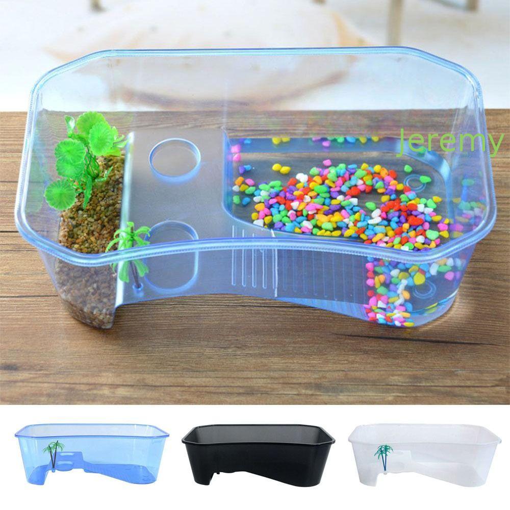 JEREMY1 Rùa Vivarium Box, Basking Ramp Water Land Dual Use Turtle Aquarium, Hộp Ăn Cá Vàng Nhựa Vuôn