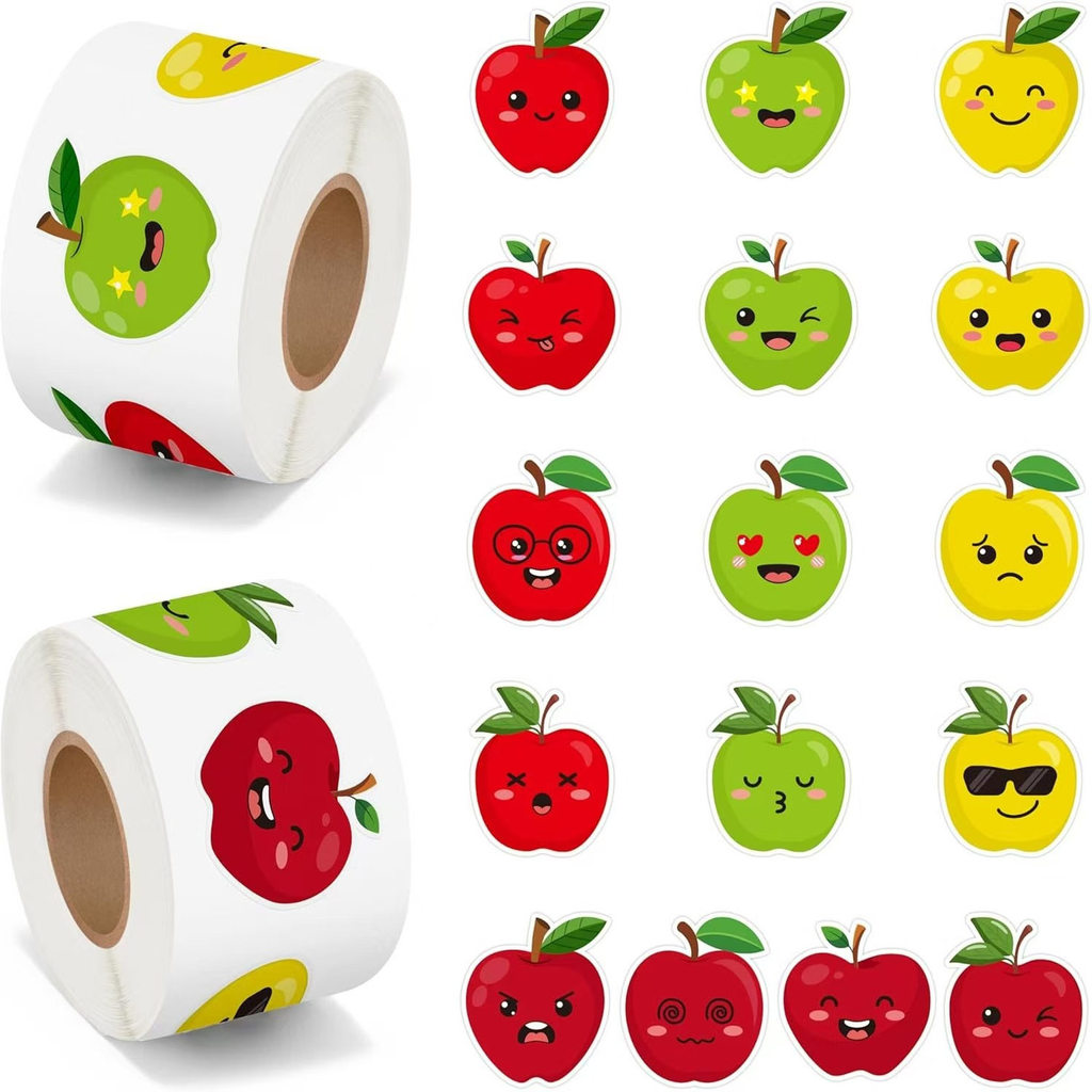 500 Miếng Dán Cuộn Gói Hoạt Hình Hình Đặc Biệt Apple Dán Đồ Chơi Trang Trí Hộp Quà Tặng Dán Nhãn Dán