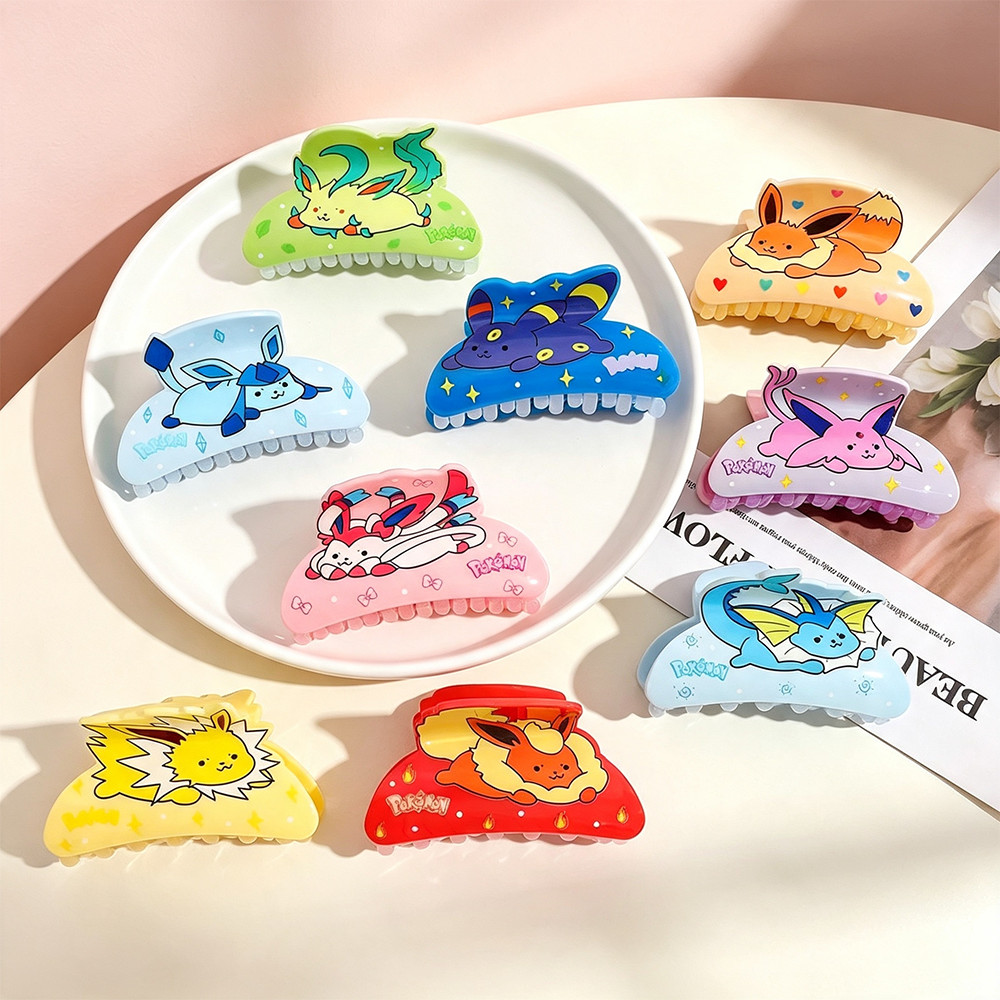 Pokémon Eevee Họ Kẹp 8 Phong Cách Eevee Fire Eevee Hoạt Hình Acrylic Cá Mập Kẹp Mũ Đội Đầu Trang Trí