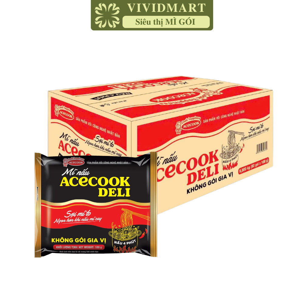 [THÙNG 80 GÓI] - ACECOOK - Mì nấu Acecook Deli không gói gia vị, Mì nấu không gia vị Acecook Deli, M