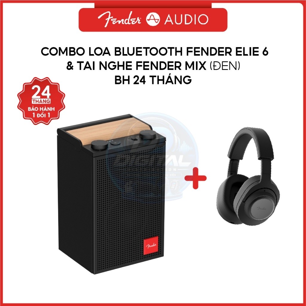 Combo Loa Bluetooth Fender ELIE 6 + Tai nghe không dây Fender MIX - Đen | FA-E6-SBKWW + FA-MIX-SBKWW