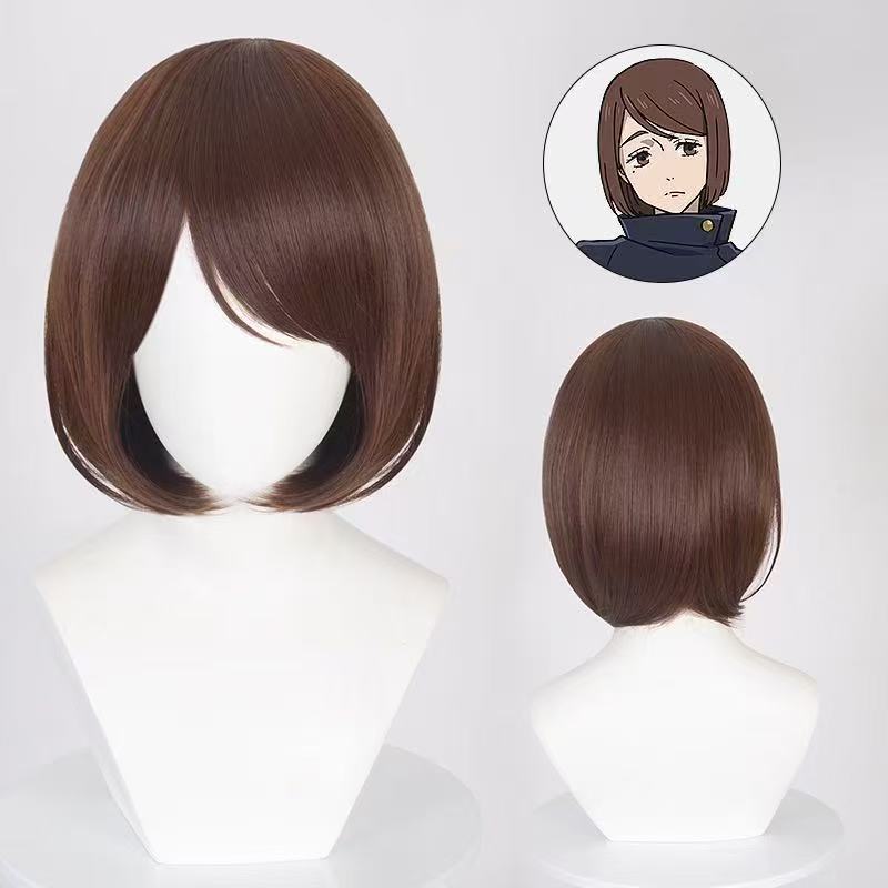Jujutsu Kaisen Shoko Ieiri Cosplay Tóc Giả 32cm Nâu Bob Ngắn Chịu Nhiệt Tổng Hợp Tóc