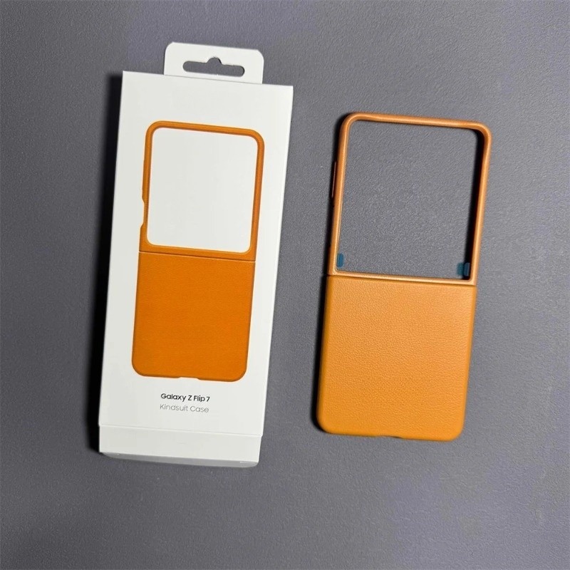Ốp Chống Sốc Cho Samsung Galaxy Z Flip 7 Ốp Lưng PC Cứng + PU Classic Z Flip7 Flip Z7 Ốp Lưng Điện T