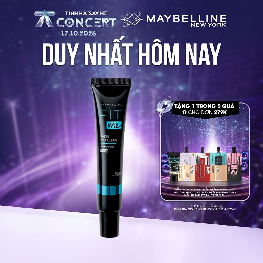 Kem Lót Kiềm Dầu Ngăn Xuống Tông SPF 20 Fit Me Primer Matte+Poreless Maybelline New York 30ml