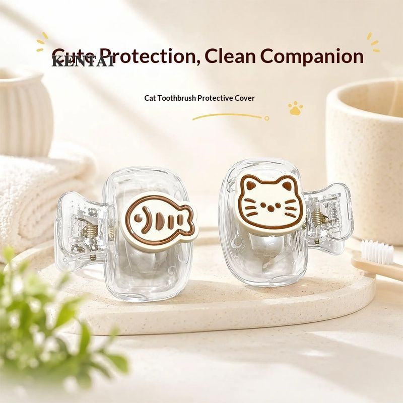Vỏ bảo vệ bàn chải đánh răng cho mèo và cá dễ thương để du lịch và sử dụng hàng ngày