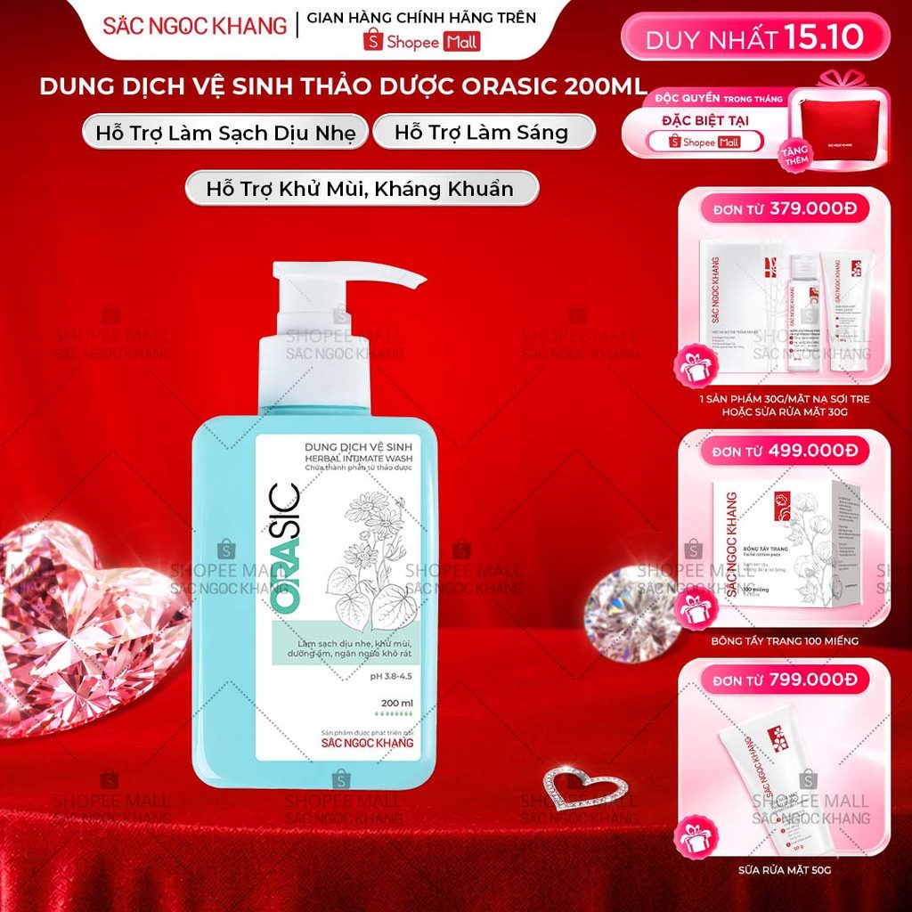 Dung dịch vệ sinh phụ nữ ORASIC Sắc Ngọc Khang Tinh chất lá trầu không 200ml