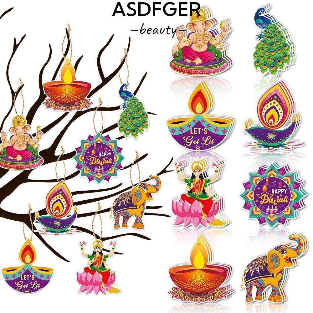 ASDFGER Diwali Cửa Treo Mặt Dây, Giấy DIY Diwali Treo Trang Trí, Happy Diwali Deepavali Trang Trí Lễ