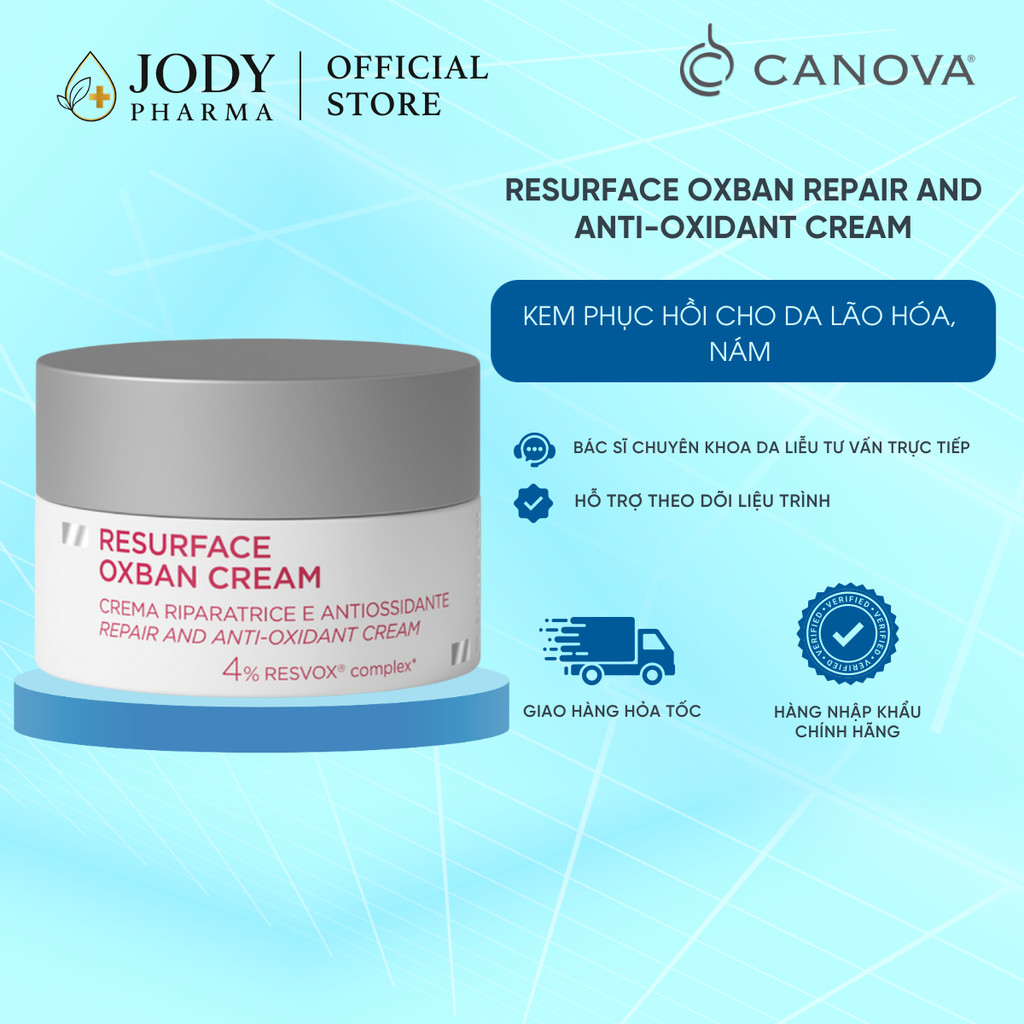 [HÀNG CÔNG TY] Kem phục hồi Canova Resurface Oxban Cream Crema Riparatrice E Antiossidante, Repair A