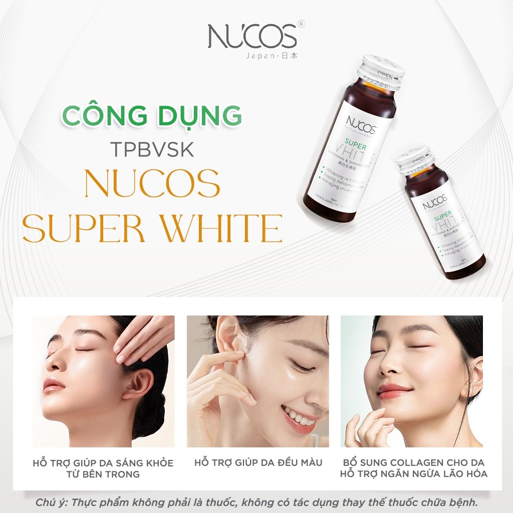 [3 Hộp] TPBVSK Nước uống Collagen Nucos Super White Hỗ Trợ Dưỡng Trắng Da Mờ Thâm Nám [3h x10cx50ml] | BigBuy360 - bigbuy360.vn