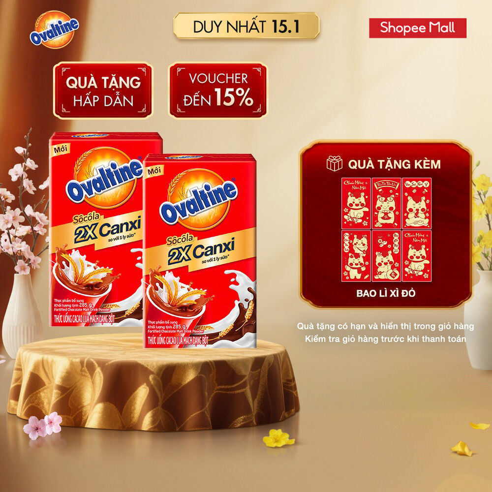 Combo 2 Hộp Thức Uống Cacao Lúa Mạch Dạng Bột Ovaltine 285G/Hộp