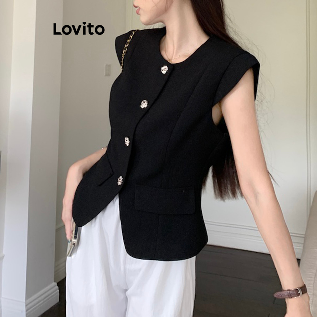 Lovito Áo Ba Lỗ Cài Nút Trơn Đơn Giản Mùa Hè/xuân Cho Nữ Lne38198 (nhiều Màu) | BigBuy360 - bigbuy360.vn