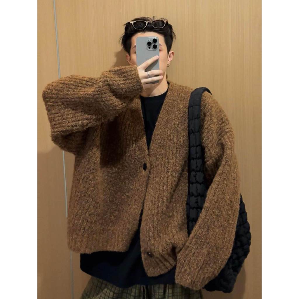 áo croptop len tăm áo croptop len Mỹ Lười Nam Thu Đông, Cardigan Cao Cấp, Phối Dễ Thích Hợp Thời Tra