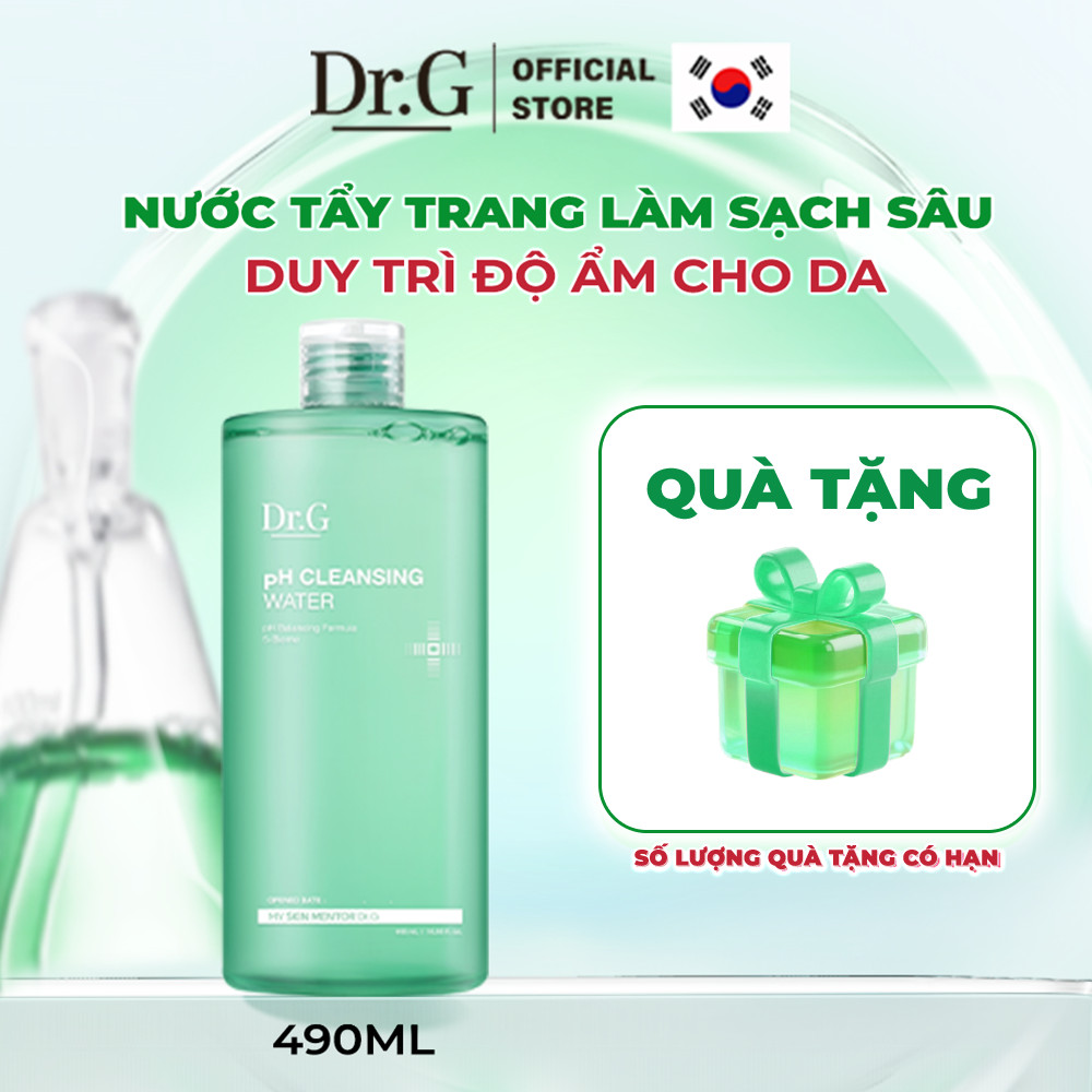 Nước Tẩy Trang Dr.G PH Cleansing Water 490ml Làm Sạch Sâu Loại Bỏ Cặn Trang Điểm và Sợi Bã Nhờn