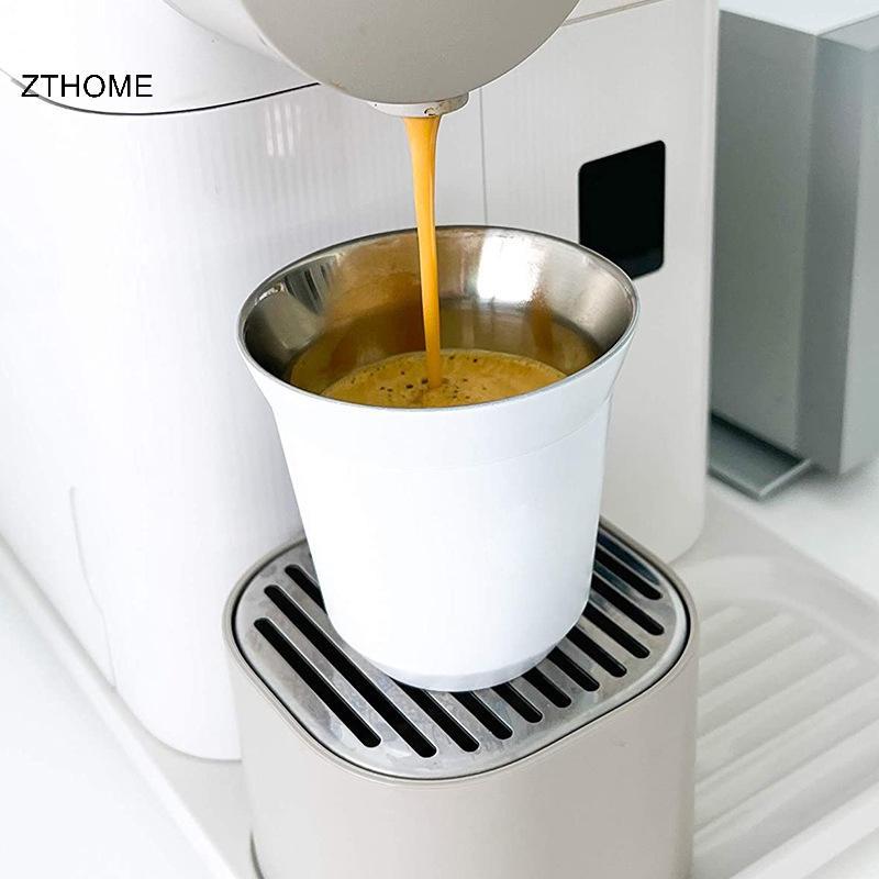 ZTHOME 80ml Tường Đôi Thép Không Gỉ Espresso Cốc Cách Nhiệt Nespresso Pixie Cà Phê Hình Viên Nang Cố